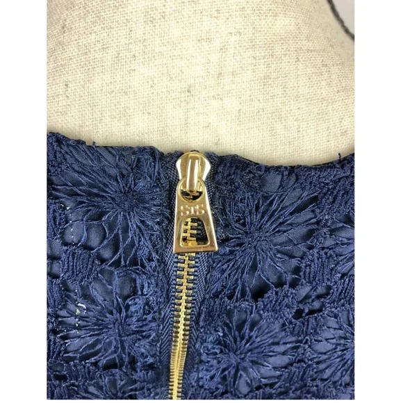 Sail to Sable Women's Navy Blue Lace A-Line Dress - Picture 6 of 7